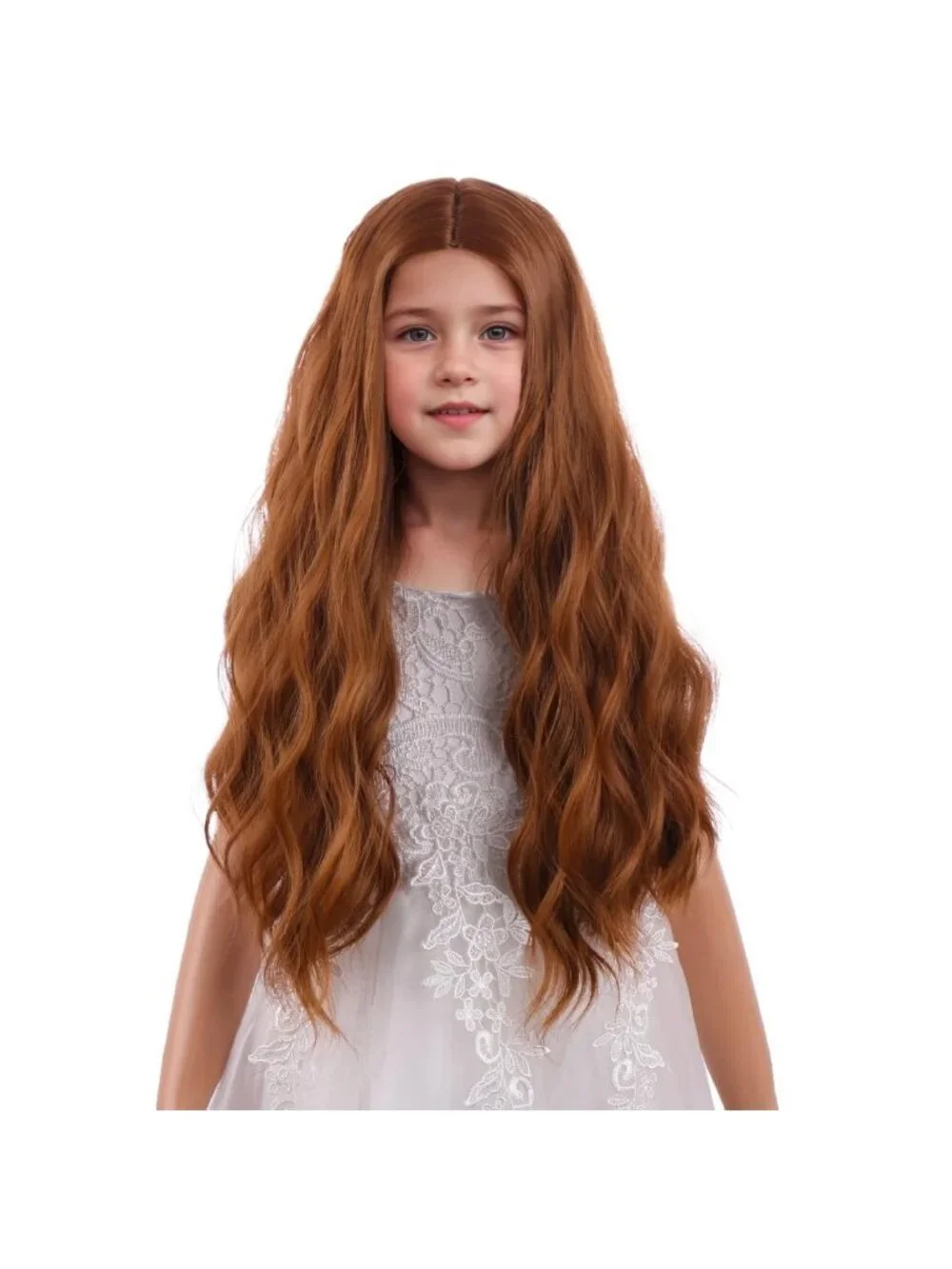Women's Dark Orange Long Wavy Wig For Girls Wavy Curly Synthetic Halloween Hair